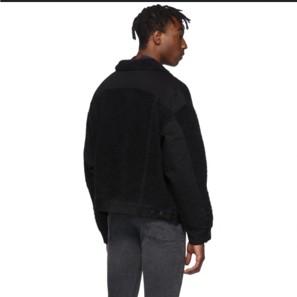 Levis Made and Crafted Black Oversized Sherpa Denim Trucker Jacket Pre-Owned L